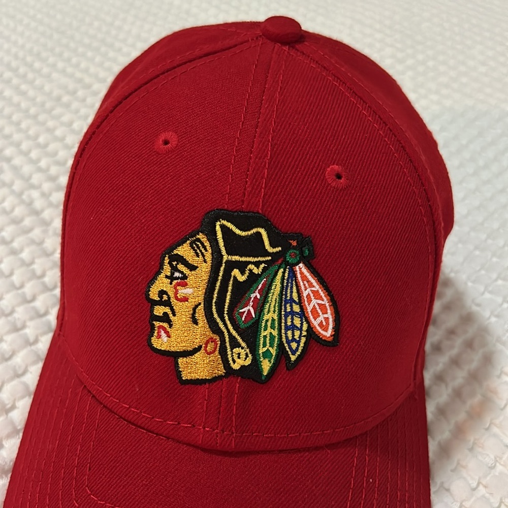 Blackhawks Hockey NHL Red New Era Adjustable Baseball Hat - Picture 2 of 10